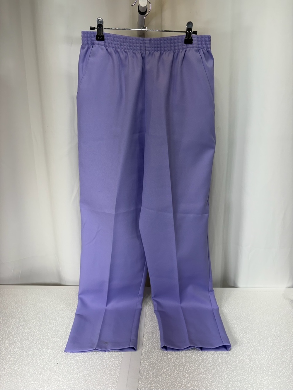 Relaxed Lavender Straight-Leg Trousers with Elastic Waist - Women 3867